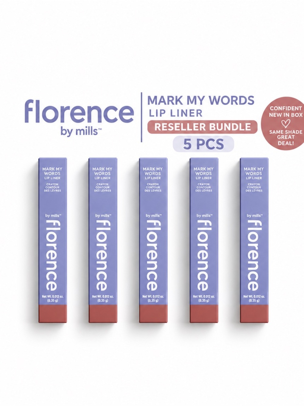 Mark My Words Lip Liner - 5 PCS Reseller Bundle (Pink Packaging, Rose Tip)
